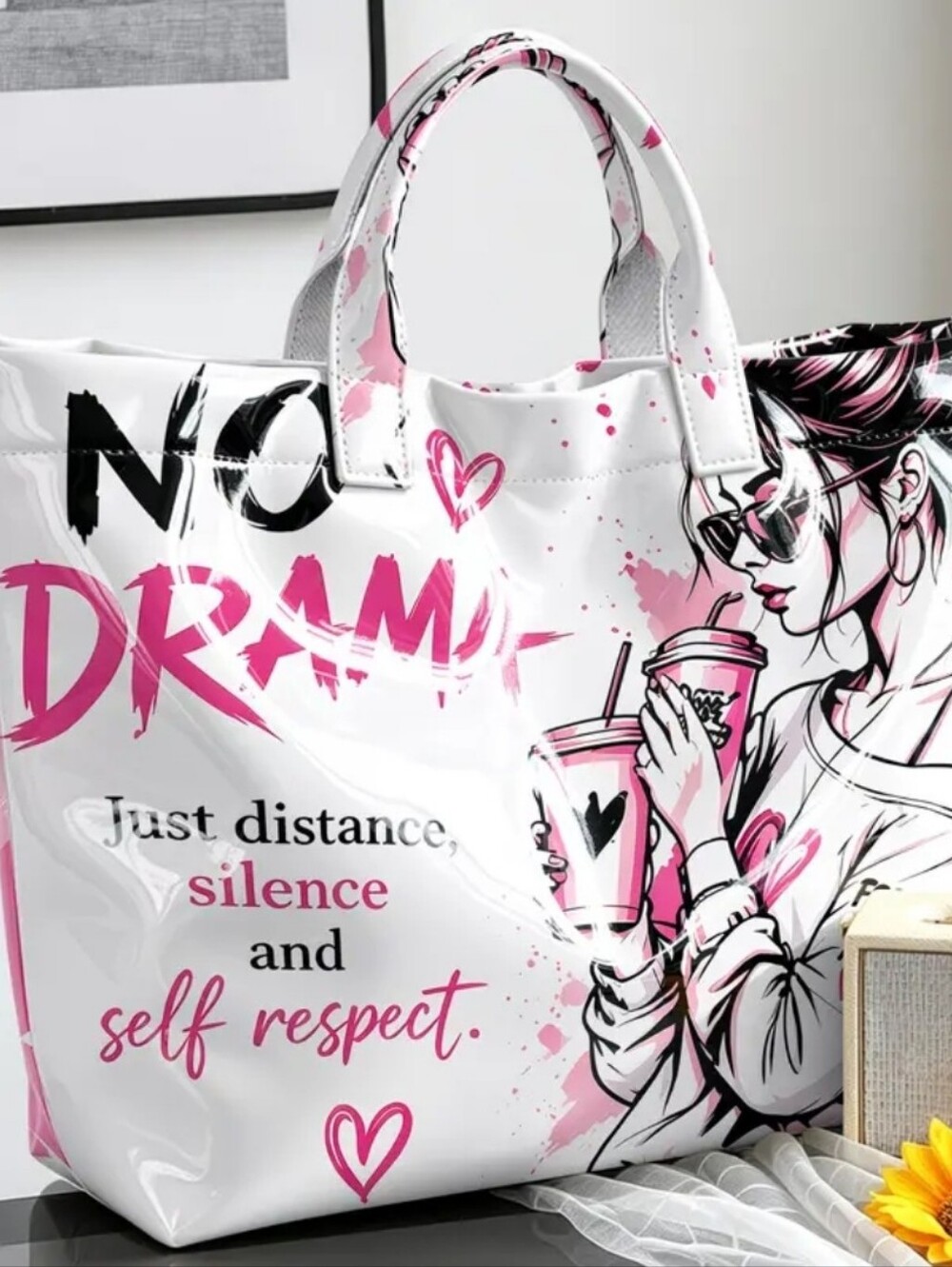 Women No Drama Tote Bag Daily Commute Hand Bag - Picture 3 of 4